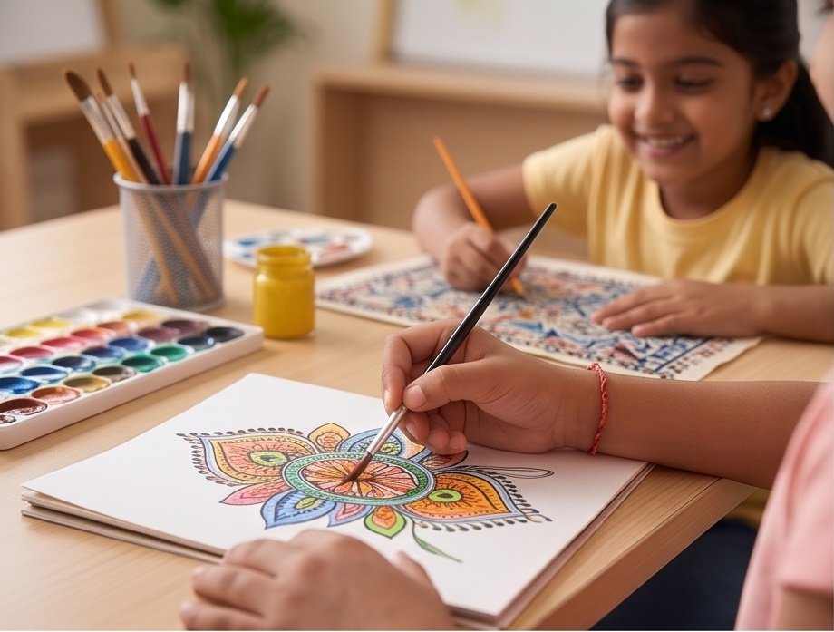 Students learning art and creative skills