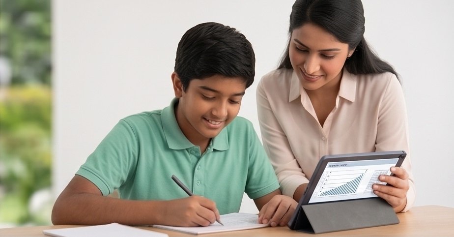 Students preparing for exams at PraKriti Academy